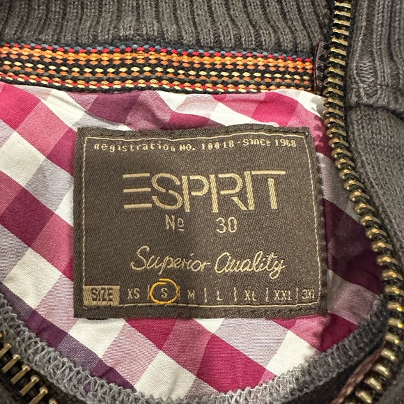 Mens Sz: S Esprit Dusty Black Club Marittimo 1/4 Zip Pullover Elbow Patches. - Picture 12 of 12